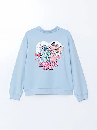 Polo Yaka Lilo ve Stitch Baskılı Kız Çocuk Sweatshirt_W4LJ75Z4-FND_8684682542625_5-6 Yaş