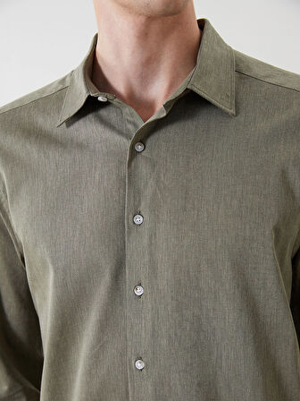 SOUTHBLUE Haki Regular Fit Uzun Kollu Keten Karışımlı Erkek Gömlek