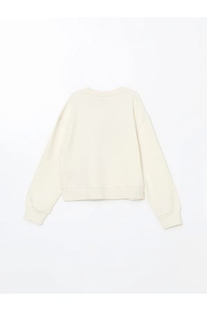 Lcw Kids Bej Bisiklet Yaka Kız Çocuk Kalın Crop Sweatshirt