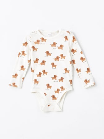 LCW baby Yeşil Bisiklet Yaka Baskılı Erkek Bebek Çıtçıtlı Bodysuit 2'li