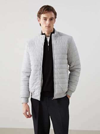 LCW Vision Gri Slim Fit Dik Yaka Erkek Mont