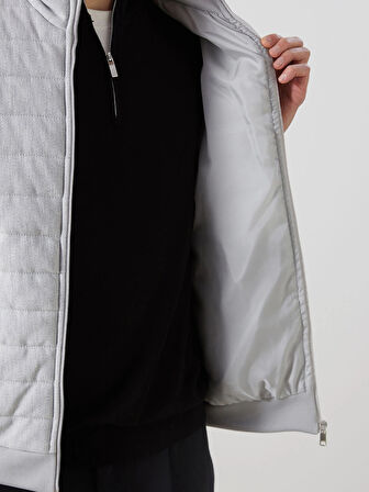 LCW Vision Gri Slim Fit Dik Yaka Erkek Mont