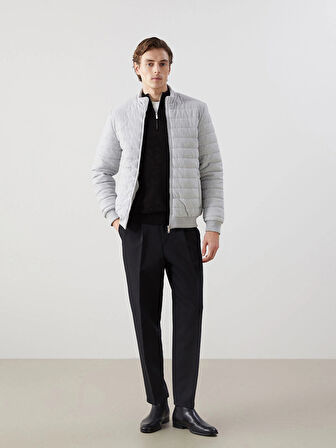 LCW Vision Gri Slim Fit Dik Yaka Erkek Mont