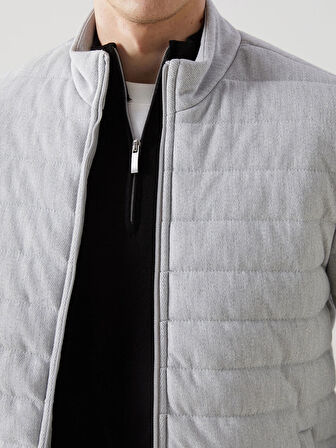 LCW Vision Gri Slim Fit Dik Yaka Erkek Mont