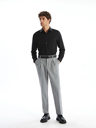 LCWAIKIKI Formal Siyah Slim Fit Uzun Kollu Armürlü Erkek Gömlek