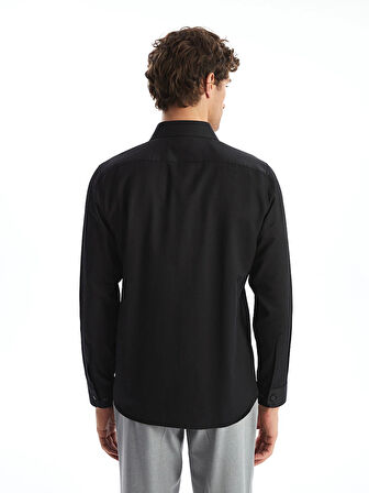 LCWAIKIKI Formal Siyah Slim Fit Uzun Kollu Armürlü Erkek Gömlek
