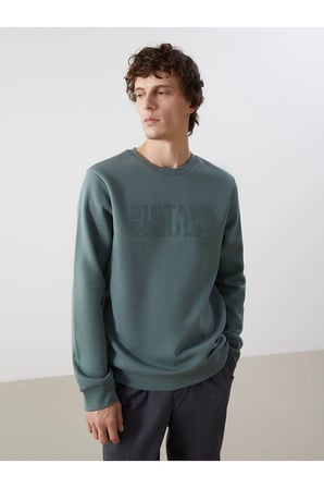 LCWK Bisiklet Yaka Uzun Kollu Baskılı Kalın Erkek Sweatshirt
