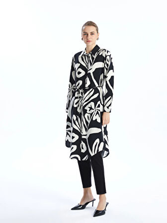 LCWAIKIKI Classic Siyah Desenli Kadın Gömlek Tunik