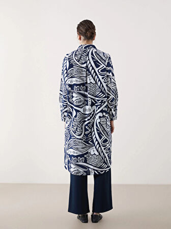 LCWAIKIKI Classic Lacivert Desenli Kadın Gömlek Tunik