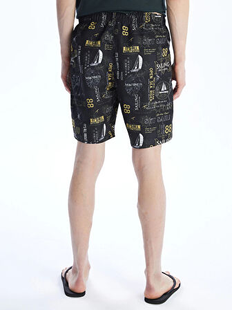 LCW SWIMWEAR Antrasit Diz Hizası Boy Desenli Erkek Deniz Şortu