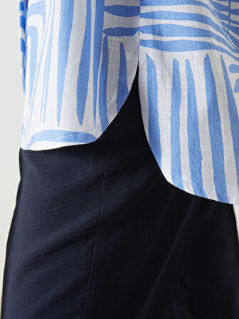 LCWAIKIKI Classic Mavi Hakim Yaka Desenli Kadın Gömlek Tunik