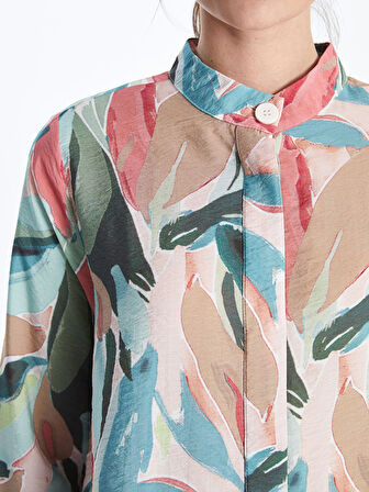 LCWAIKIKI Classic Bej Hakim Yaka Desenli Kadın Gömlek Tunik