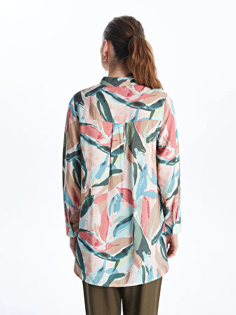 LCWAIKIKI Classic Bej Hakim Yaka Desenli Kadın Gömlek Tunik