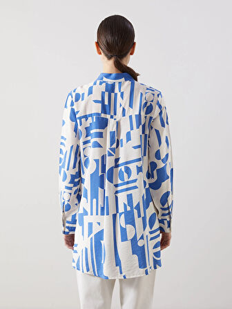 LCWAIKIKI Classic Lacivert Hakim Yaka Desenli Kadın Gömlek Tunik
