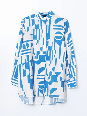 LCWAIKIKI Classic Lacivert Hakim Yaka Desenli Kadın Gömlek Tunik