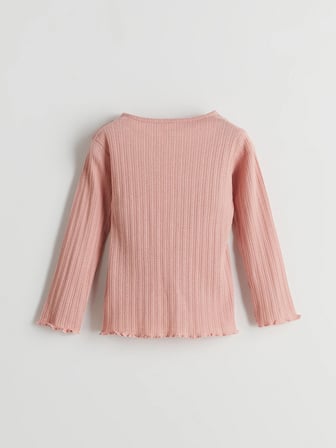LCW baby Pembe Bisiklet Yaka Uzun Kollu Basic Kız Bebek Pijama Takımı