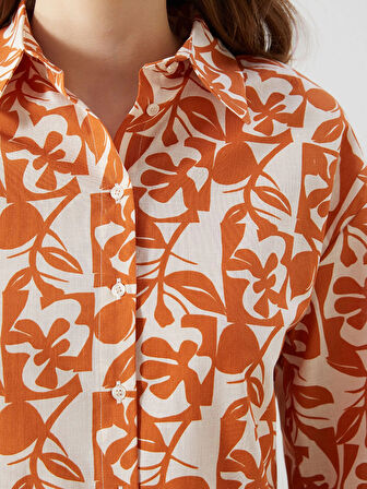 LCW Modest Turuncu Desenli Oversize Kadın Gömlek Tunik