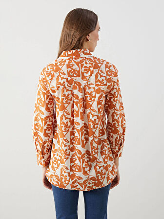 LCW Modest Turuncu Desenli Oversize Kadın Gömlek Tunik