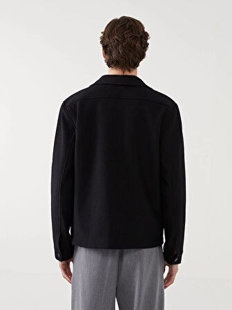 LCW Vision Siyah Slim Fit Gömlek Yaka Erkek Mont