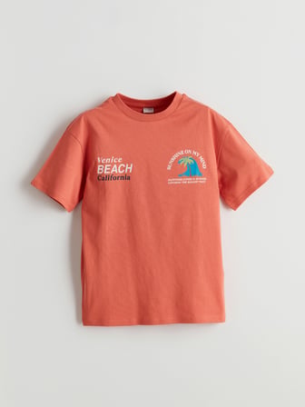 LCW Kids Turuncu Bisiklet Yaka Erkek Çocuk Tişört