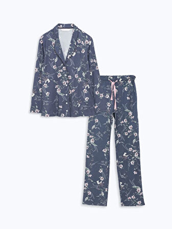 Gömlek Yaka Çiçekli Kadın Pijama Takım_W4GB84Z8-LQ9_8684682925510_S