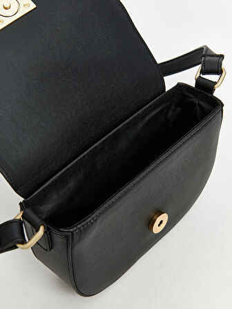 LCW ACCESSORIES Siyah Deri Görünümlü Kadın Omuz Çantası