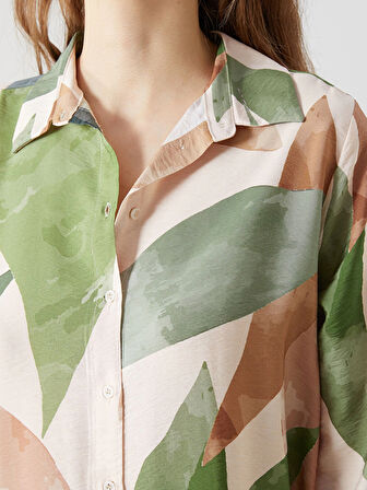 LCWAIKIKI Classic Haki Desenli Kadın Gömlek Tunik