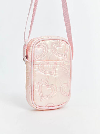 LCW ACCESSORIES PEMBE Kalp Nakışlı Kız Çocuk Omuz Çantası