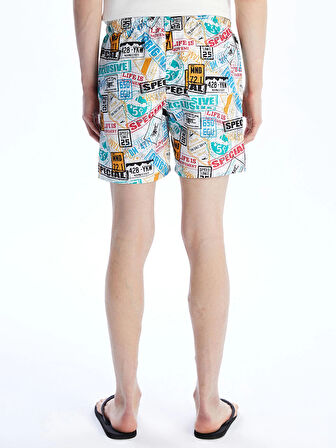 XSIDE Beyaz Kısa Boy Desenli Erkek Deniz Şortu