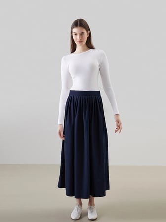 LCW Modest Lacivert Loose Fit Kadın Kloş Etek