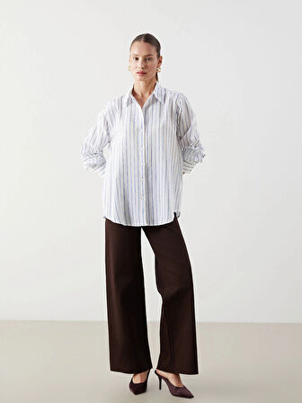 LCWAIKIKI Classic Mavi Çizgili Kadın Gömlek