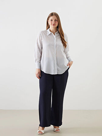 LCWAIKIKI Classic Mavi Çizgili Kadın Gömlek