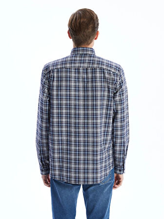 LCWAIKIKI Classic Lacivert Regular Fit Uzun Kollu Ekose Erkek Gömlek