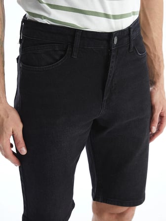 LCW Jeans Siyah Standart Kalıp Erkek Jean Şort