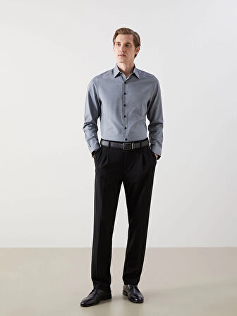 LCWAIKIKI Formal LACİVERT Slim Fit Uzun Kollu Armürlü Erkek Gömlek