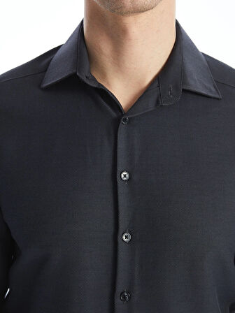 LCWAIKIKI Formal ANTRASİT Slim Fit Uzun Kollu Armürlü Erkek Gömlek