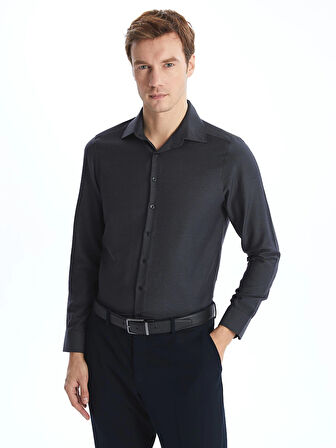 LCWAIKIKI Formal ANTRASİT Slim Fit Uzun Kollu Armürlü Erkek Gömlek