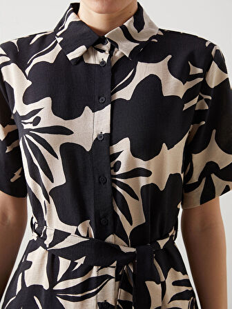 LCWAIKIKI Classic Siyah Desenli Kadın Gömlek Elbise