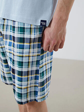LC WAIKIKI Mavi Standart Kalıp Erkek Şortlu Pijama Takımı