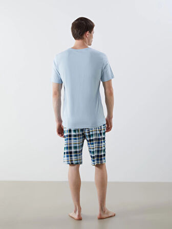LC WAIKIKI Mavi Standart Kalıp Erkek Şortlu Pijama Takımı