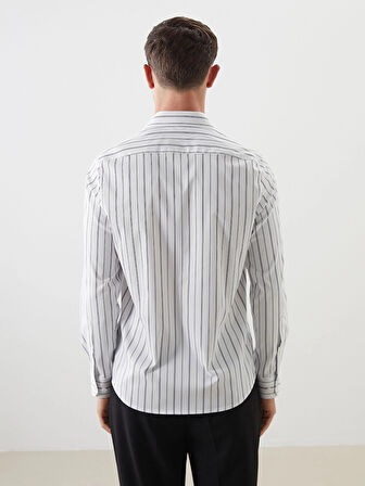 LCWAIKIKI Formal Lacivert Slim Fit Uzun Kollu Çizgili Erkek Gömlek