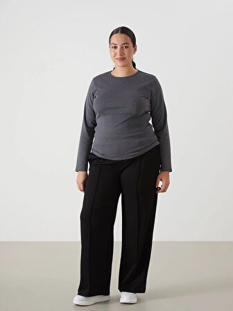 LCWAIKIKI Classic SİYAH Beli Lastikli Düz Geniş Paça Kadın Eşofman Altı