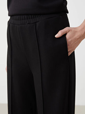 LCWAIKIKI Classic SİYAH Beli Lastikli Düz Geniş Paça Kadın Eşofman Altı