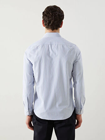 LCWAIKIKI Formal Mavi Slim Fit Uzun Kollu Çizgili Erkek Gömlek