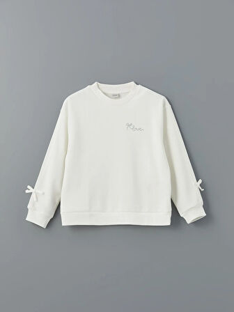 Bisiklet Yaka Fiyonk Detaylı Kız Çocuk Kalın Sweatshirt_W4L198Z4-R9J_8684683214484_10-11 Yaş