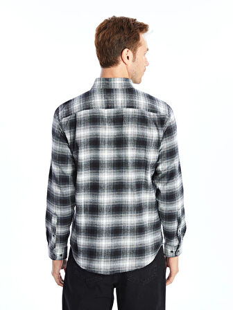 LCWAIKIKI Classic Siyah Regular Fit Uzun Kollu Ekose Poplin Erkek Gömlek