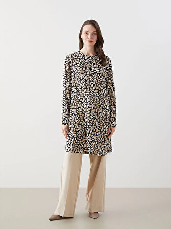 LCW Grace SİYAH Hakim Yaka Desenli Kadın Tunik