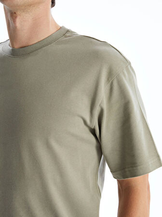 XSIDE Haki Bisiklet Yaka Penye Erkek Tişört