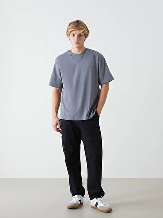 XSIDE Gri Bisiklet Yaka Penye Erkek Tişört