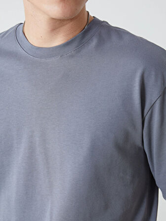 XSIDE Gri Bisiklet Yaka Penye Erkek Tişört